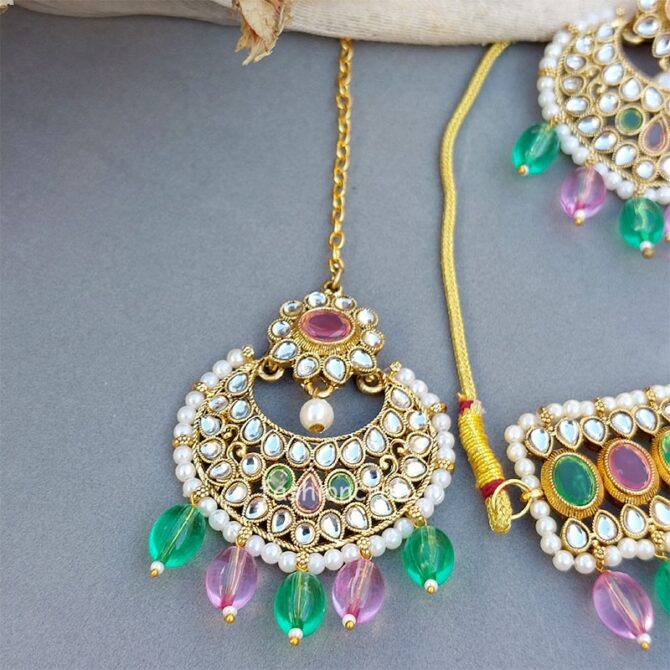 Yami Bridal Jewellery Set - Pink Green