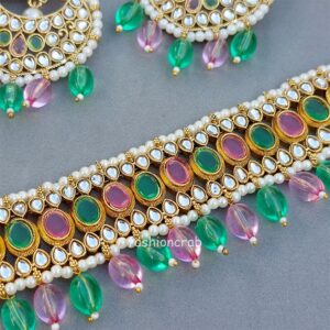 Yami Bridal Jewellery Set - Pink Green