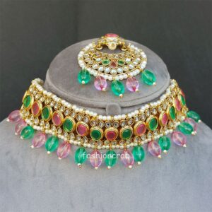 Yami Bridal Jewellery Set - Pink Green