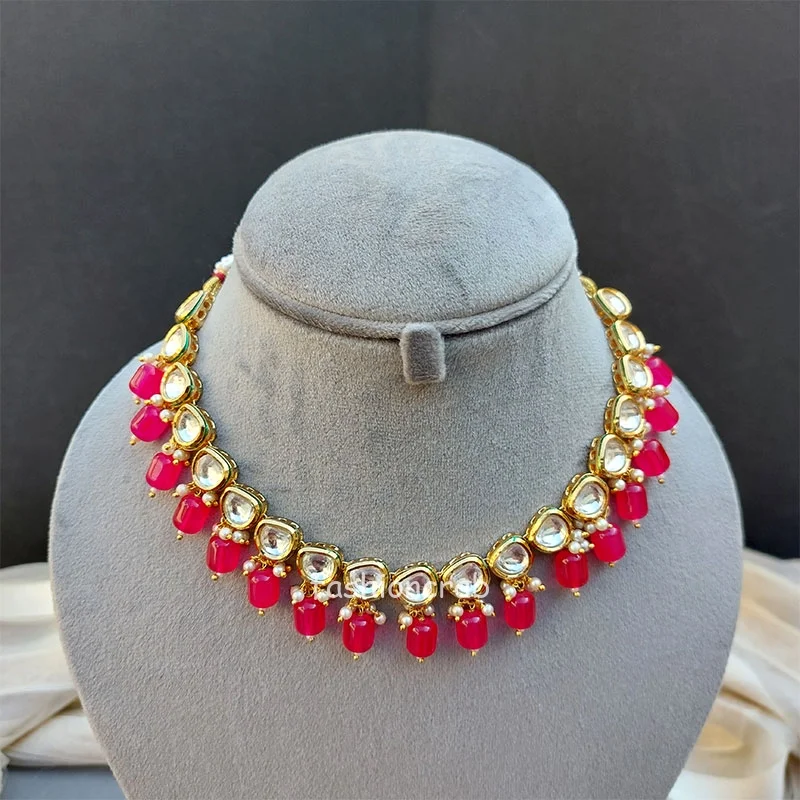 Aditi Kundan Set - Pink