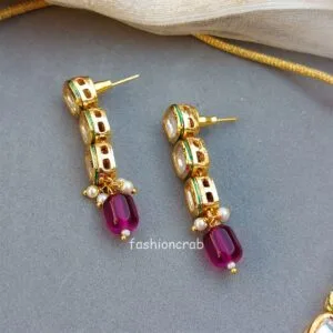 Aditi Kundan Set - Wine