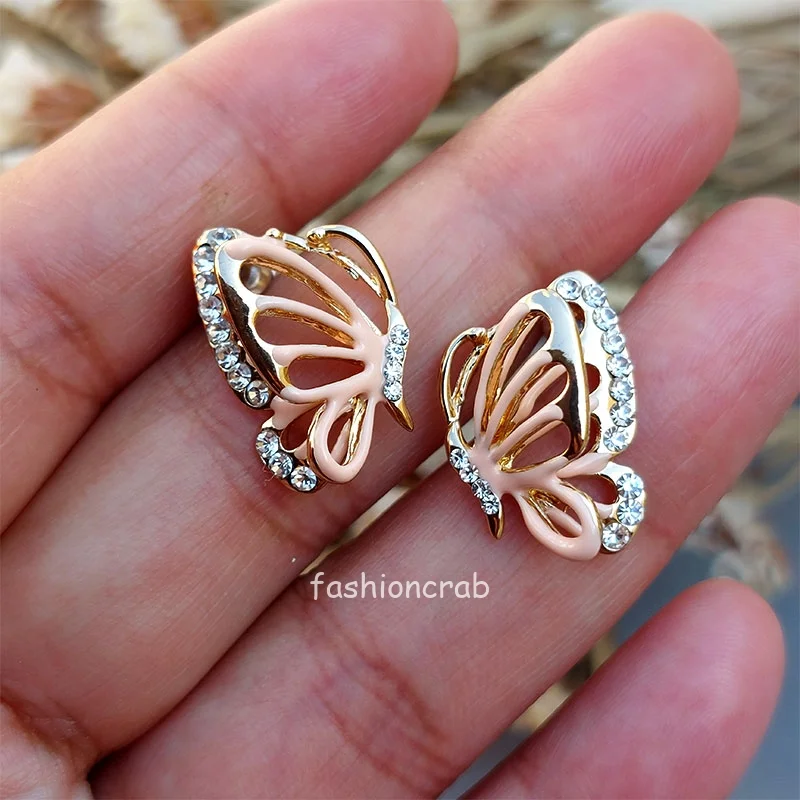 Butterfly Stud Earrings - Pink