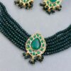 Dia Choker Necklace Set - Emerald Green