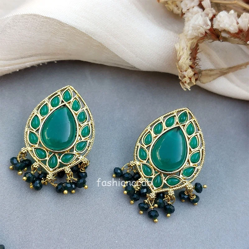 Dia Choker Necklace Set - Emerald Green