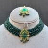 Dia Choker Necklace Set - Emerald Green