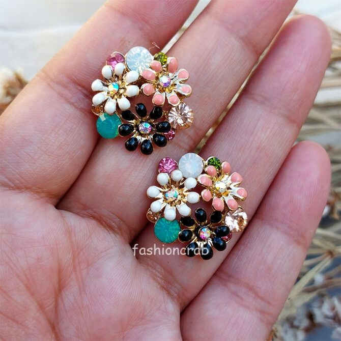 Flower Stud Earrings - Multicolor Flower Stud Earrings - Multicolor