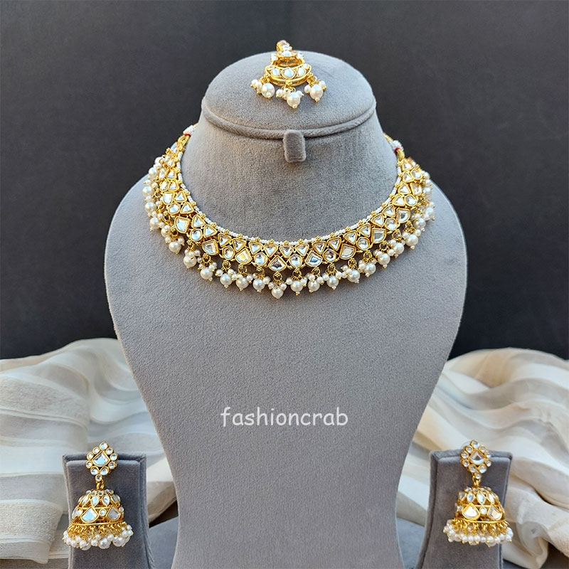 Jasmine Kundan Jewellery Set - White