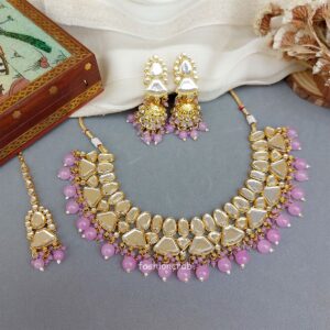 Karisma Big Kundan Set - Lavender