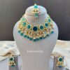 Mehreen Polki Set- Peacock Blue