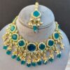 Mehreen Polki Set- Peacock Blue