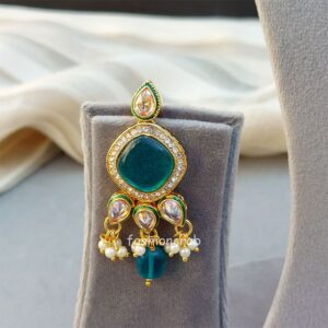 Mehreen Polki Set- Peacock Blue