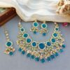 Mehreen Polki Set- Peacock Blue