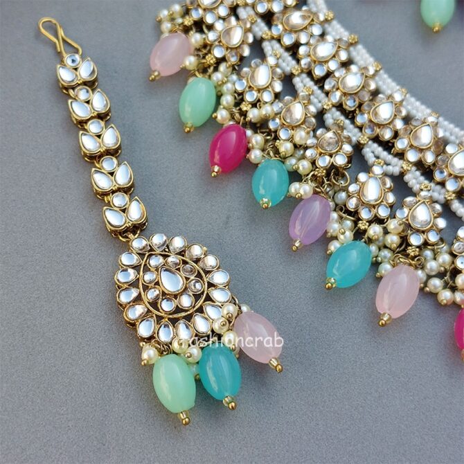 Multi Color Bridal Kundan Jewellery Set