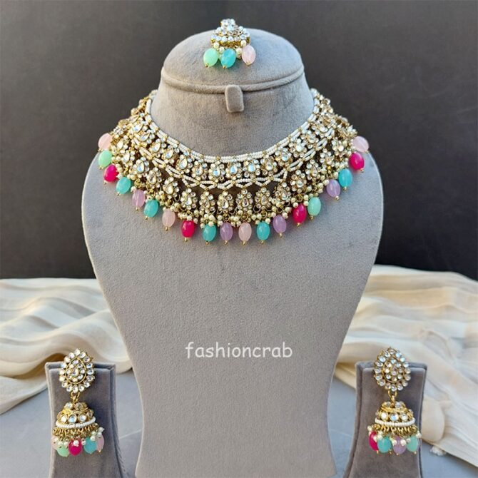 Multi Color Bridal Kundan Jewellery Set