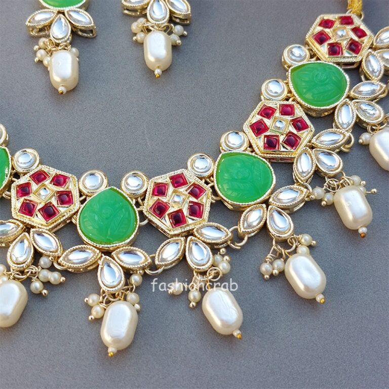 Necklace Set for Women - Green Pink