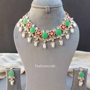 Necklace Set for Women - Green Pink