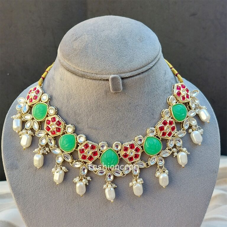 Necklace Set for Women - Green Pink
