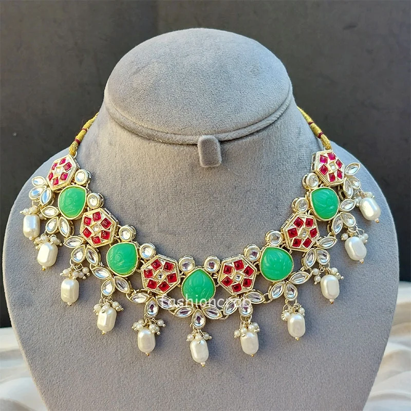 Necklace Set for Women - Green Pink