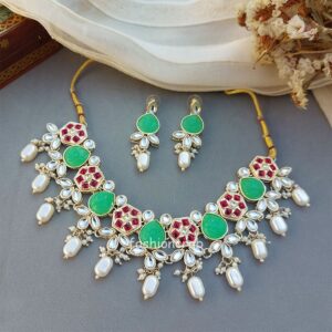 Necklace Set for Women - Green Pink