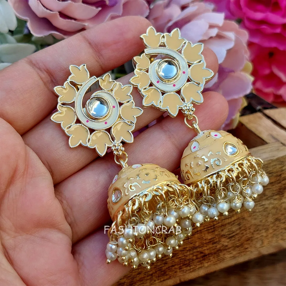 Pragya Jhumka Earrings – Peach