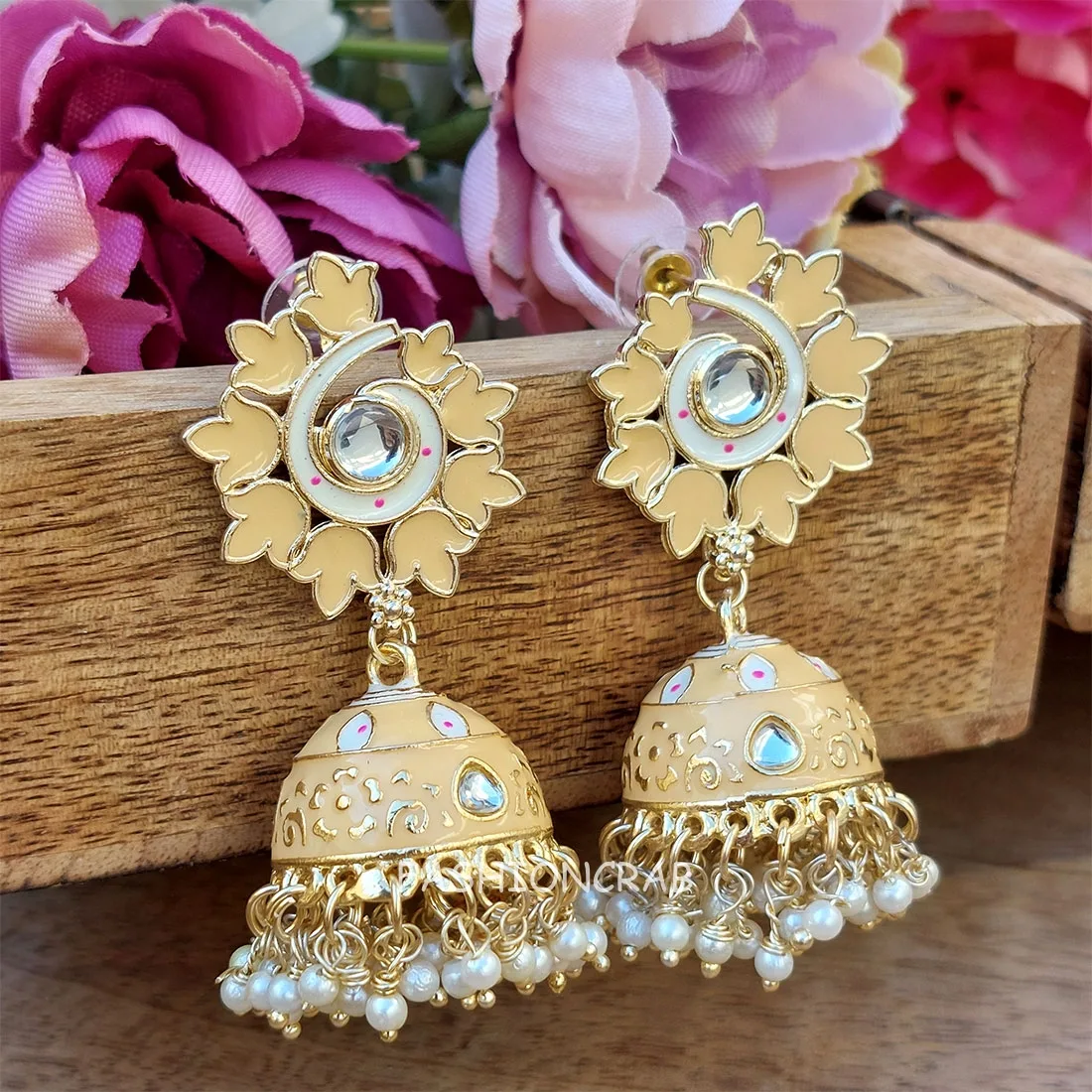 Pragya Jhumka Earrings – Peach