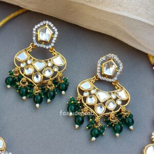 Sameera Kundan Necklace Set - Emerald Green