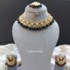 Sana Kundan Necklace Set - Black