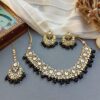 Sana Kundan Necklace Set - Black