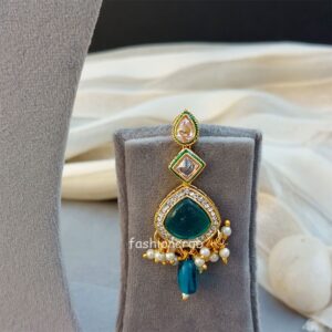 Simran Polki Necklace - Peacock Blue