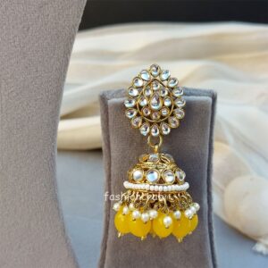 Yellow Color Bridal Kundan Jewellery Set