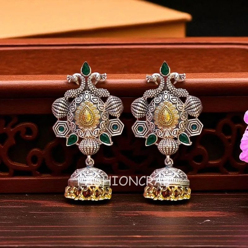 Aamna Oxidised Jhumka - Green
