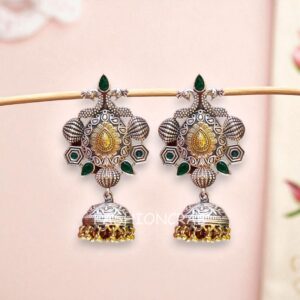 Aamna Oxidised Jhumka - Green