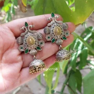 Aamna Oxidised Jhumka - Green