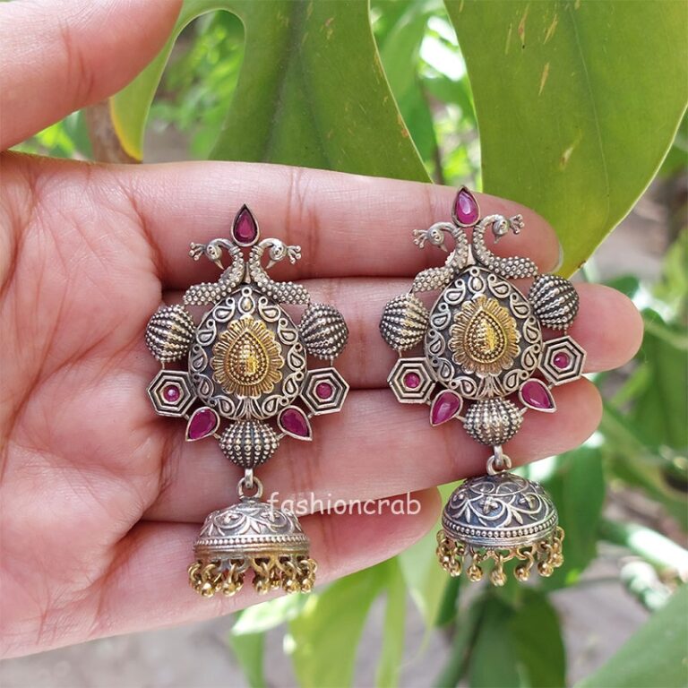 Aamna Oxidised Jhumka - Pink
