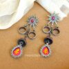 Amy Brass Earrings - Pink