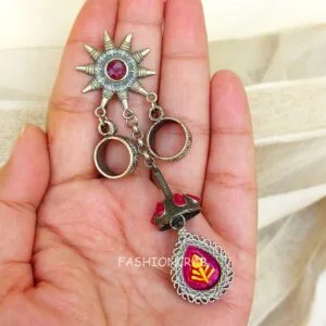 Amy Brass Earrings - Pink