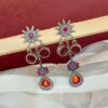 Amy Brass Earrings - Pink