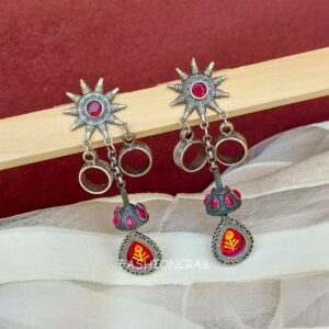 Amy Brass Earrings - Pink