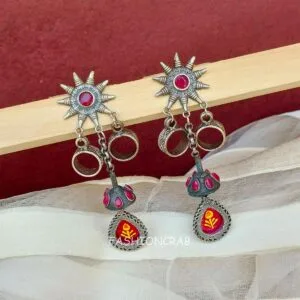 Amy Brass Earrings - Pink