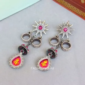 Amy Brass Earrings - Pink