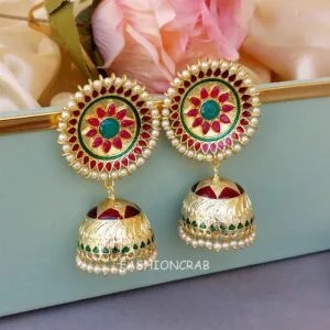 Amya Jhumka Earrings - Maroon