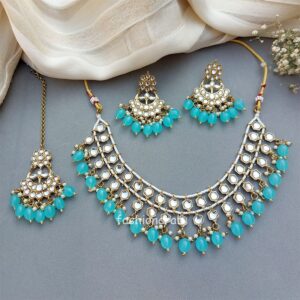 Blue Pearl Kundan Set for Anniversary Gift