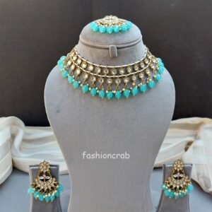 Blue Pearl Kundan Set for Anniversary Gift