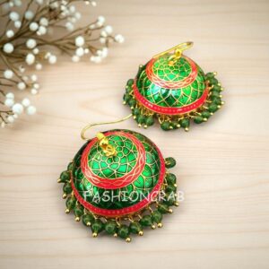 Green Meenakari Jhumka Earring