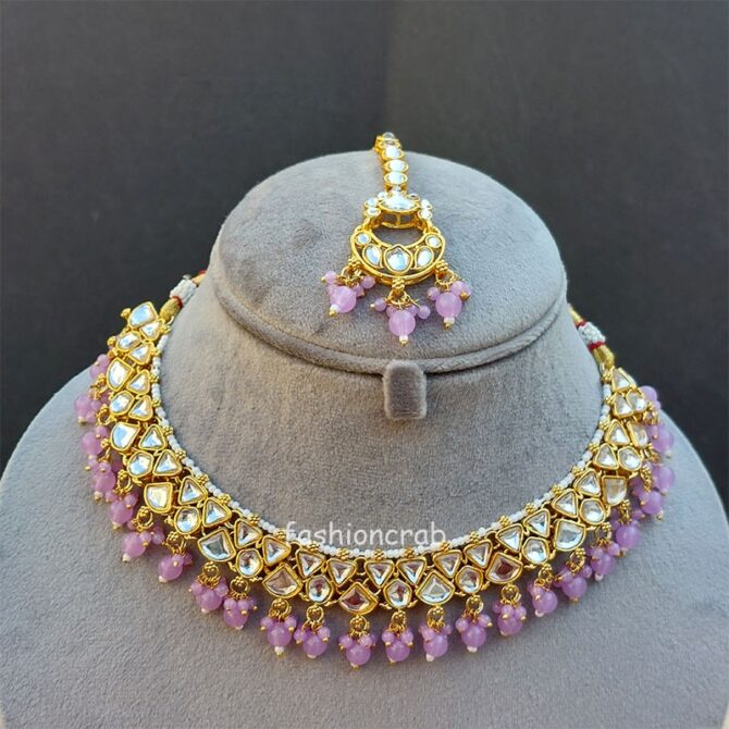 Jasmine Kundan Jewellery Set - Lavender