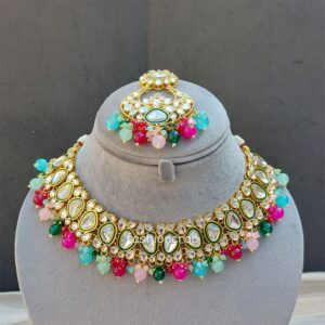 Kundan Bridal Necklace Set for Wedding - Multicolor