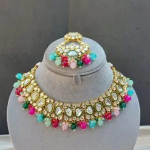 Kundan Bridal Necklace Set for Wedding - Multicolor