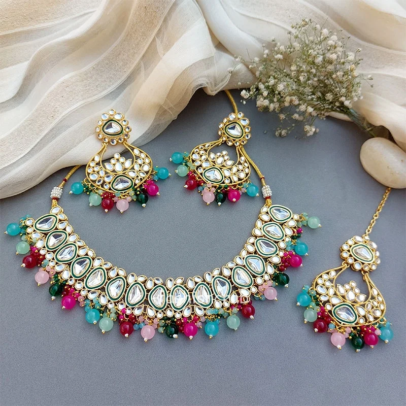 Kundan Bridal Necklace Set for Wedding - Multicolor