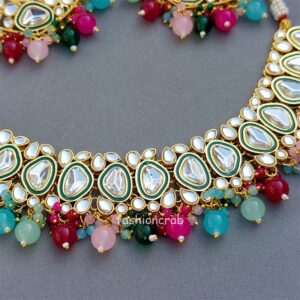 Kundan Bridal Necklace Set for Wedding - Multicolor