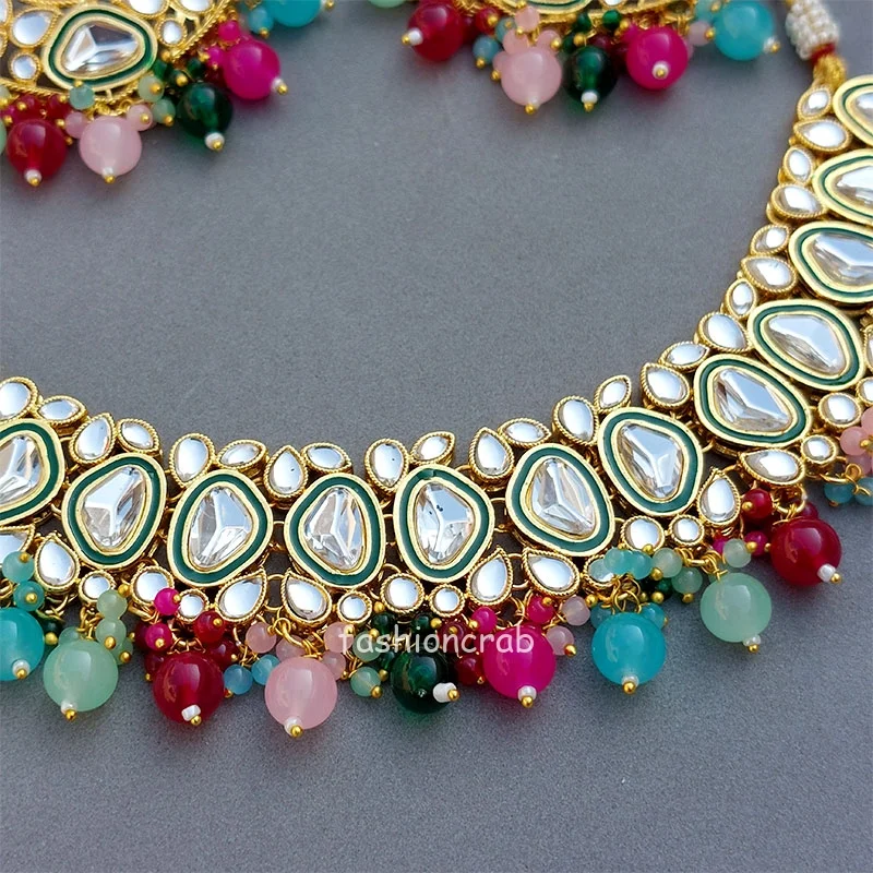 Kundan Bridal Necklace Set for Wedding - Multicolor